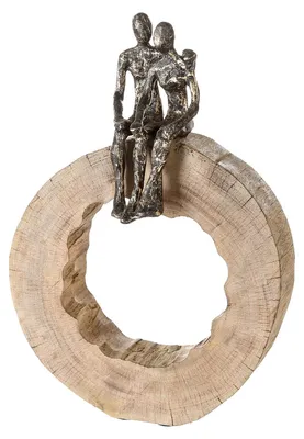 Imagen del producto de Escultura Gilde, redonda, "Juntos", motivo de pareja, aluminio, madera de mango, color natural, unidad, largo 6 cm, ancho 28 cm, alto 39 cm. 71806 4001250718062