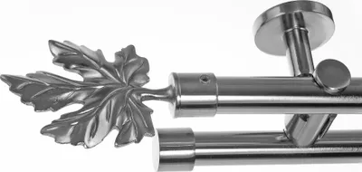 Produktbild von Edelstahl Look Gardinenstange Ø 20mm Deckenträger 2-läufig zweiläufig Deckenbefestigung Blatt D41 E35E30 RR
