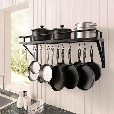 Produktbild von Famanu Pfannenregal mit 12 Haken - Wandmontage, robust und platzsparend