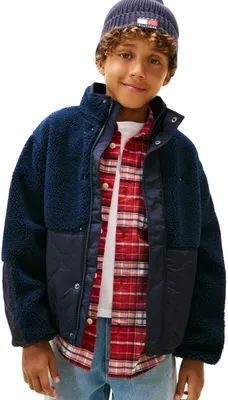 Productafbeelding van Tommy Hilfiger jongensjas, overgangsmodel, gewatteerde bomberjas van teddyfleece, blauw (donker)