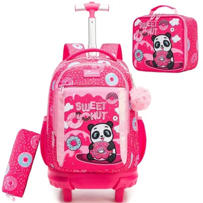 Produktbild von Schulrucksack Trolley Mädchen Ergonomisch mit Rollen für Grundschule 1.-4. Klasse A-panda