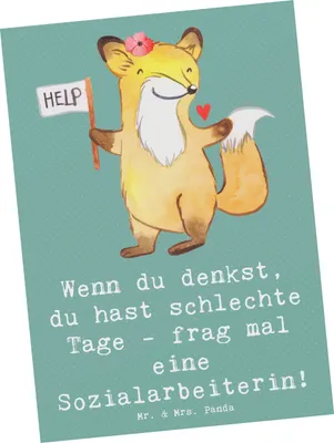 Produktbild von Mr. & Mrs. Panda Postkarte Sozialarbeiterin Stärketage - Meeresbrise - Geschenk, Ansichtskarte, unterstützen, Beruf, Ansichtskarten, liebevoll gestaltet, Obdachlosenhilfe