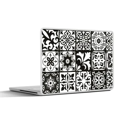 Produktbild von MuchoWow® Laptop Aufkleber Sticker Cover Muster - Schwarz - Weiß - Blumen - Abstrakt 30x21 cm - Sticker für Laptop - Selbstklebend