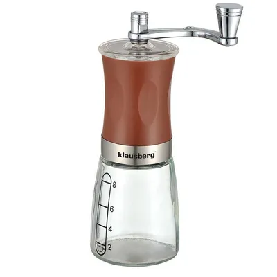 Produktbild von Kaffeemühle KB7176 aus Glas mit Keramikmahlwerk, abnehmbarem Griff, 8 Portionen, 6,5x6,5x18,5 cm