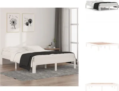 Produktbild von vidaXL Massivholzbett Weiß Kiefer 140x190 cm - Betten & Bettgestelle