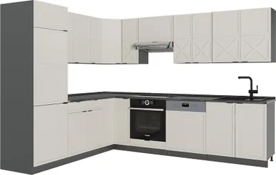 Zdjęcie produktu dla Kogoszczona kuchnia Vicco Fame-Line GreyBeige/Antracyt 287 x 227 cm, BP Antracyt, Model 50450