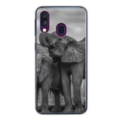 Produktbild von MuchoWow® Handyhülle Schutzhülle Hülle für Samsung Galaxy A40 Elefant - Tiere - Wasser - Schwarz und weiß Silikon Softcase Handy Hülle - Handy-Tasche