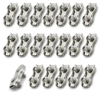20er Set Duplex Drahtseilklemmen aus Edelstahl, 1–1,6 mm