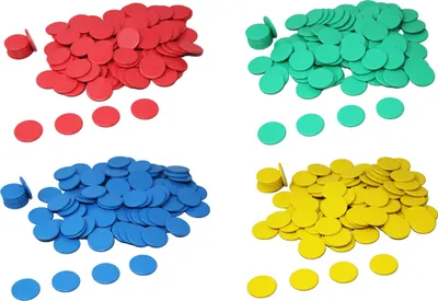 Produktbild von Spielchips rot (100 Stück) aus RE-Plastic® | Zählchips Marker Tokens ø 25 mm