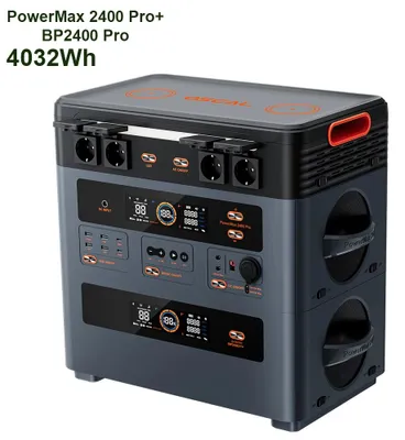 Imagen del producto de Estación de energía portátil - PowerMax 2400Pro - 4032 Wh - Batería LiFePO4 - 2400 W - 220 V - Enchufe europeo