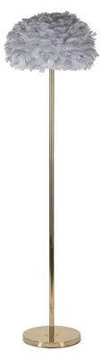Immagine prodotto di Lampada da terra Feathers Slim grigia e oro in metallo con paralume in tessuto