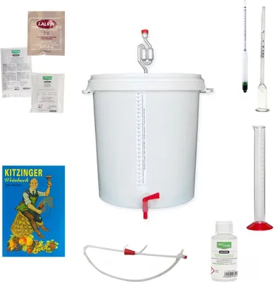 Obrázek produktu pro Vyrobte si vlastní víno,startovací sada na víno,sada na vaření vína,startovací sada na výrobu vína - s kvasným vědrem 30L,velká,