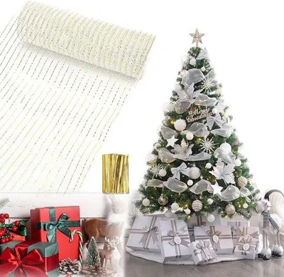 Zdjęcie produktu dla Ozdobny Garland 26 cm x 9.14 m - Białe Złoto - Świece Boże Narodzenie Dekoracje - Stwórz dekoracje Raydende - Homevero