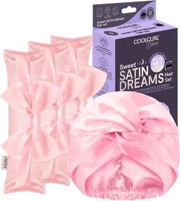Image de GLOV - Sweet Satin Dreams Hair Set Pink - un ensemble pour coiffer vos cheveux pendant votre sommeil