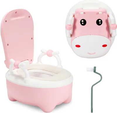 Image de Yakimz Pot pour enfants Siège de toilette, Pot d'exercice pour bébés avec poignées, Pot d'entraînement pour enfants à partir de 1 an, Design adapté aux enfants avec fonction antidérapante Rose