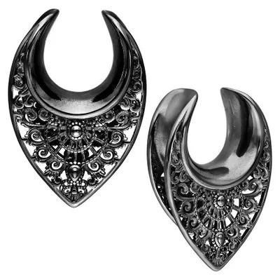Produktbild von Wildcat Tunnel - Ear Saddles Oriental aus Chirurgenstahl 316L, Körperstelle: Ohr, 14,0 mm, Schwarz