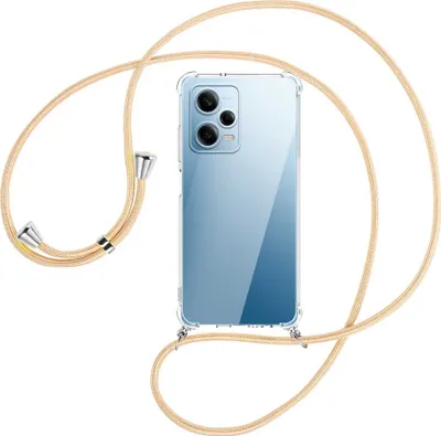 Produktbild von Handykette Backcover-Schutzhülle mit Band (Metall silberfarben) für Xiaomi Redmi Note 12 Pro (6.67'') - Goldkordel