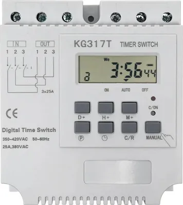 Image de Minuterie numérique LCD - Relais temporisé programmable triphasé pour pompe à eau - Charge ohmique 4000 W - Boîtier ABS - 10,5 × 12 × 5,5 cm - Gris