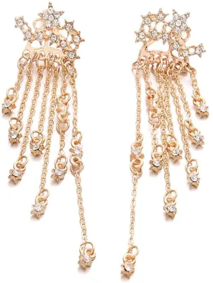 Produktbild von Engelsflügel Zirkonia Kristall gold, baumeln Ohrklemme Kletterer Ohrring für Mädchen Frauen, Sommer Sonne Strand, perfekte Geschenkidee, J0178