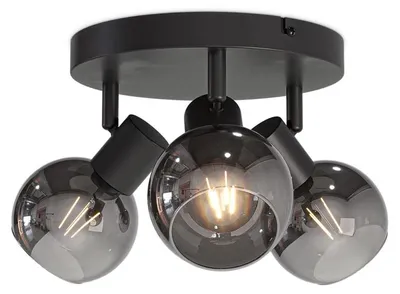 Produktbild von hoftronic LED Deckenleuchte 3 Spots Rauchglas Schwarz E14 Fassung