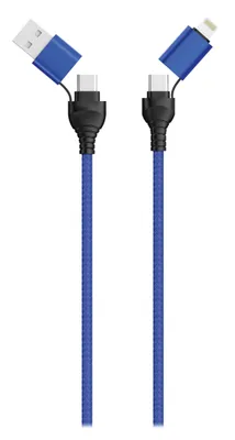 Immagine prodotto di 2GO Cavo di ricarica USB / Tipo C 4 in 1 USB A, Lighn. 1,2 m blu