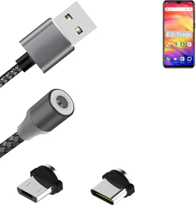 Produktbild von K-S-Trade Hochwertiges Magnet-Lade-kabel Sync-Kabel Daten-Kabel für Ulefone Note 7 mit USB-Typ-C-Anschluss und Micro-USB-Anschluss 2A bis zu 480mbps