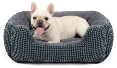 Produktbild von Hundebett für kleine Hunde - Waschbar und Rutschfest - Super weich und beruhigend - 51x48x15cm