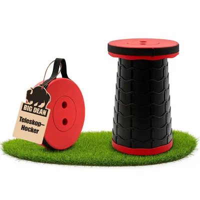 Produktbild von BigDean Teleskophocker 100kg rot Hocker klappbar Campinghocker faltbar Falthocker Camping Hocker faltbar Teleskop Hocker
