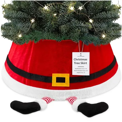 Immagine prodotto di Gonna per albero di Natale - Peluche - Ø interna 42 cm - Babbo Natale rosso - Base