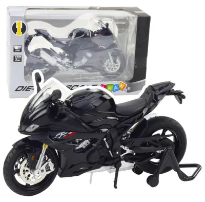 Immagine prodotto di Lean Toys Moto sportiva in metallo con luci e suoni, nera, S1000, scala 1:12