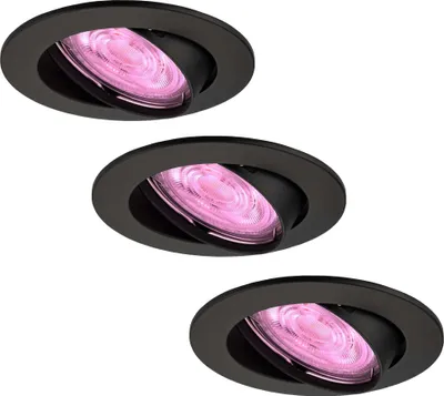 Produktbild von Ledvion 3er Set LED Einbaustrahler Rund Schwarz RGB dimmbar smart