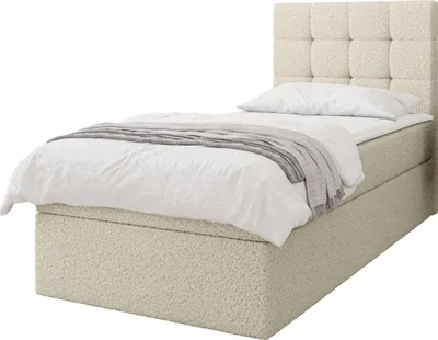 Produktbild von MIRJAN24 Boxspringbett Luanda Boucle Single, Einzelbett mit eins Bettkästen und Matratze, Bett (Farbe: Lambi 08, Größe: 90x200 cm)