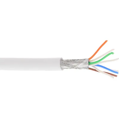 Image de InLine® 76899W Câble patch, S/FTP (PiMf), Cat.6A, 500MHz, sans halogène, cuivre, blanc, 100m
