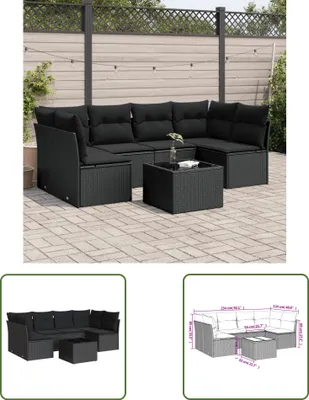 Produktbild von The Living Store 7-tlg. Garten-Sofagarnitur mit Kissen Schwarz Poly Rattan