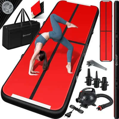 Produktbild von KESSER® Turnmatte Aufblasbar Airtrack 2m/3m/4m/5m/6m Fitness-Matte Gymnastikmatte | inkl. Tragetasche & elektr. Luftpumpe | Yogamatte, Tumbling Matten, Trainingsmatte, Turn- & Fitness