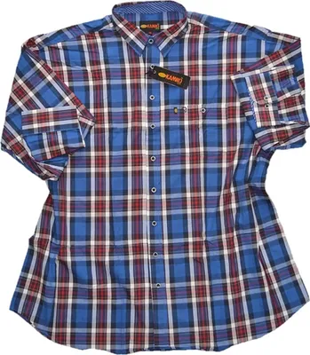 Produktbild von Übergrößen Herren-Hemd KAMRO Navy/Blau/Rot/Weiß kariert Mini-Stickerei 5XL