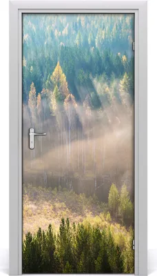 Produktbild von Tulup Türaufkleber 95x205 cm Dekorative Aufkleber Selbstklebend Wasserdichte Tapete Abnehmbar Schlafzimmer Wohnzimmer Wohnkultur - Nebel über Wald