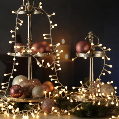 LED Lichterkette BERRY TWINKLE - 350 weiße Mini Kugeln - 8 Funktionen - Timer - L: 7,5m