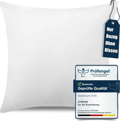 Produktbild von Kissenbezug 40x40 cm weiß Baumwolle Reißverschluss Premium weich