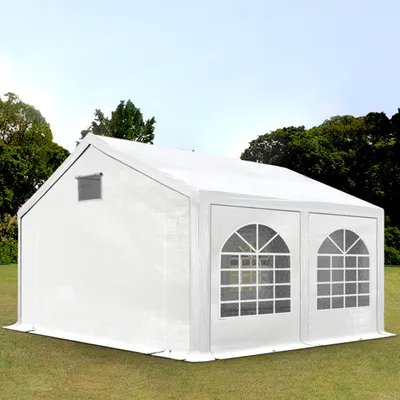 Produktbild von TOOLPORT Partyzelt Festzelt 3x4 m in weiß Professional PE Plane 550 N Wasserdicht UV Schutz mit BODENRAHMEN Gartenzelt