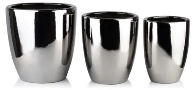 Productafbeelding van Neva Silver set van 3 keramische plantenbakken: 39x39x42 cm, 32x32x38,5 cm, 26x26x35 cm