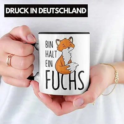 Produktbild von Tasse mit Fuchs-Motiv Geschenk für Fuchs-Liebhaber Ich Bin Halt Ein Fuchs Rothaarige (Schwarz)