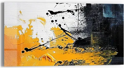 Produktbild von DEQORI Glasbild Echtglas 60x30 cm 'Gelbschwarze Lebendigkeit' Wandbild Bild modern Deko