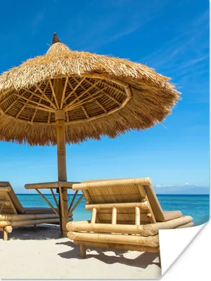 Produktbild von MuchoWow® Poster Strandkorb - Strand - Sonnenschirm - Meer - Sommer 120x160 cm - Wandbilder