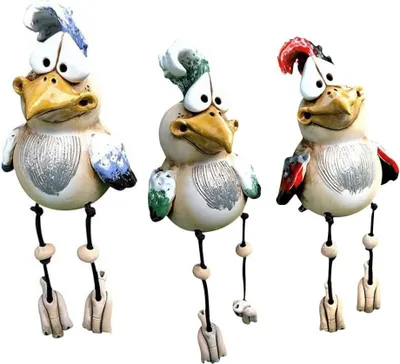 Produktbild von Keramische Kippendekoration, 3 Stück Kippendekoration, Gartendekoration für außen, Figuren, Huhn, Gartendekoration, Keramik, Huhn, Tierfigur, Gartenstecker, keramische Figur, Handwerk, Ornament