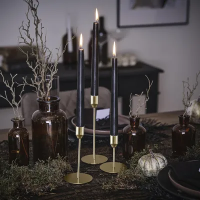 3er Pack Goldene Metall-Kerzenständer für Halloween