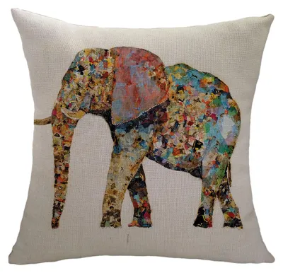 Obrázek produktu pro Povlak na polštář s motivem slona 45x45cm, plyšový povlak na polštář se vzorem slona, akvamarínová modrá, dekorativní dekorace na pohovku, postel a do obývacího pokoje