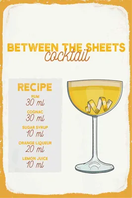 Produktbild von vianmo Holzschild 30x20 cm Between the Sheets Cocktail Recipe