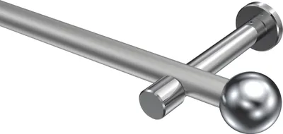 Produktbild von Interdeco Gardinenstange / Vorhangstange Silbergrau / Chrom, Typ Prestige Luino (Kugel) ohne Ringe, 20 mm Ø 1-läufig, 540 cm