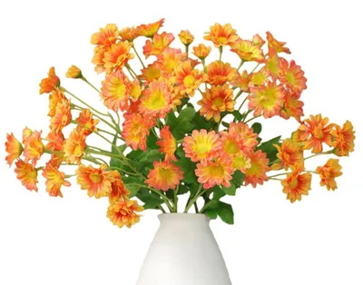 10 Kunst-Madeliefjes, 53 cm, Orange, Seide, für Deko